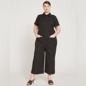 Kate Stretch Cotton Twill JumpsuitBlack